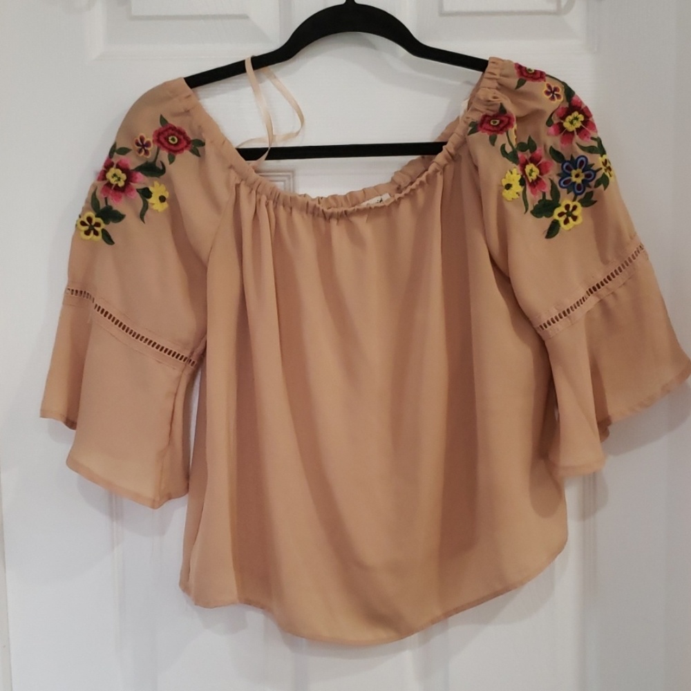 Beautiful cold shoulder embroidered top